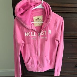 Hollister Bright Pink Hooded Zip Sweatshirt